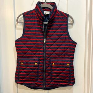 Kenar Red &‎ Navy Striped Vest 2 Front Zipper Pockets Women’s Size Small